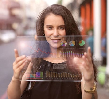 Woman looking at data