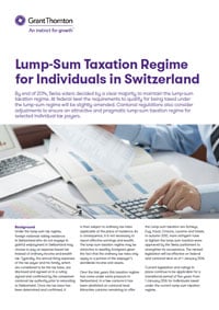 Cover - "Lump-Sum Taxation Regime for Individuals in Switzerland"