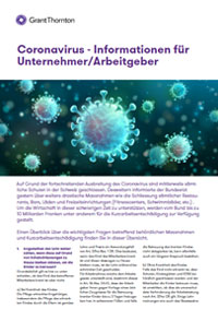 Factsheet Cover: Corona-Virus – Informationen für Unternehmer/Arbeitgeber