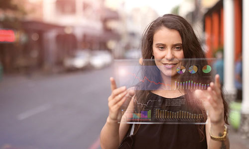 Woman looking at data